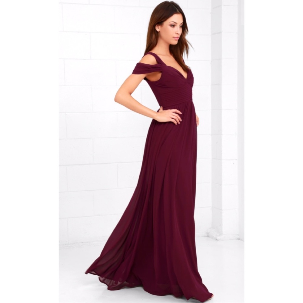 LULU’S Make Me Move Burgundy Maxi Dress